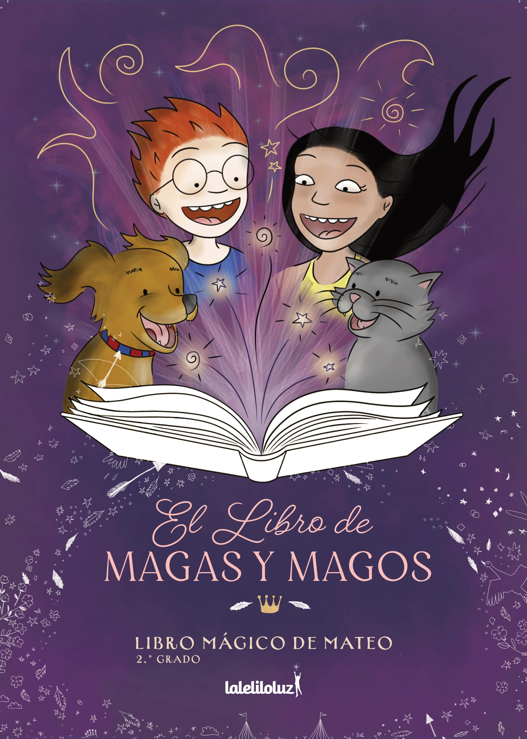 Tapa de El libro de magas y magos, libro de actividades de 2.º grado de la Colección Mateo Aprende a Leer